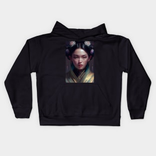 Japanese Geisha In Digital Art. Gift Idea For Japan Fans 2 Kids Hoodie